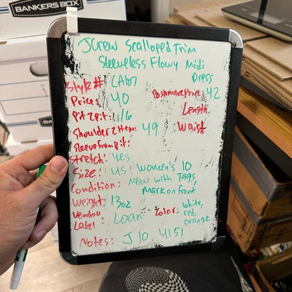 J Crew Scalloped Trim Sleeveless Flowy Midi Dress US Women's 10 New - Picture 9 of 9